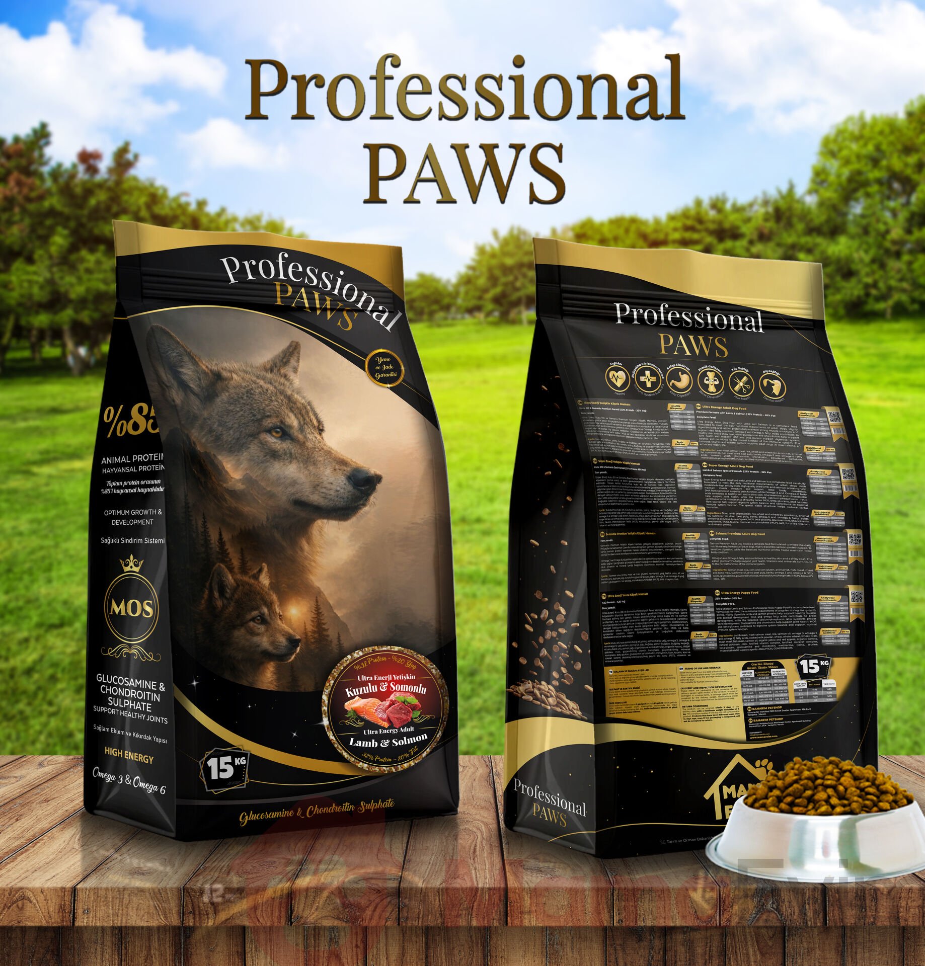 Professional Paws Ultra Enerji Kuzulu somonlu yetişkin köpek maması